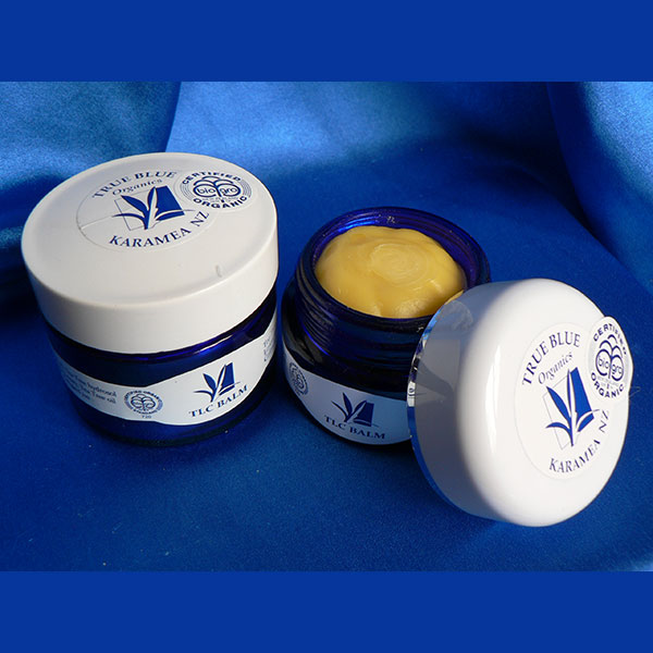 TLC Balm in 30g and 50g Blue Glass Jars